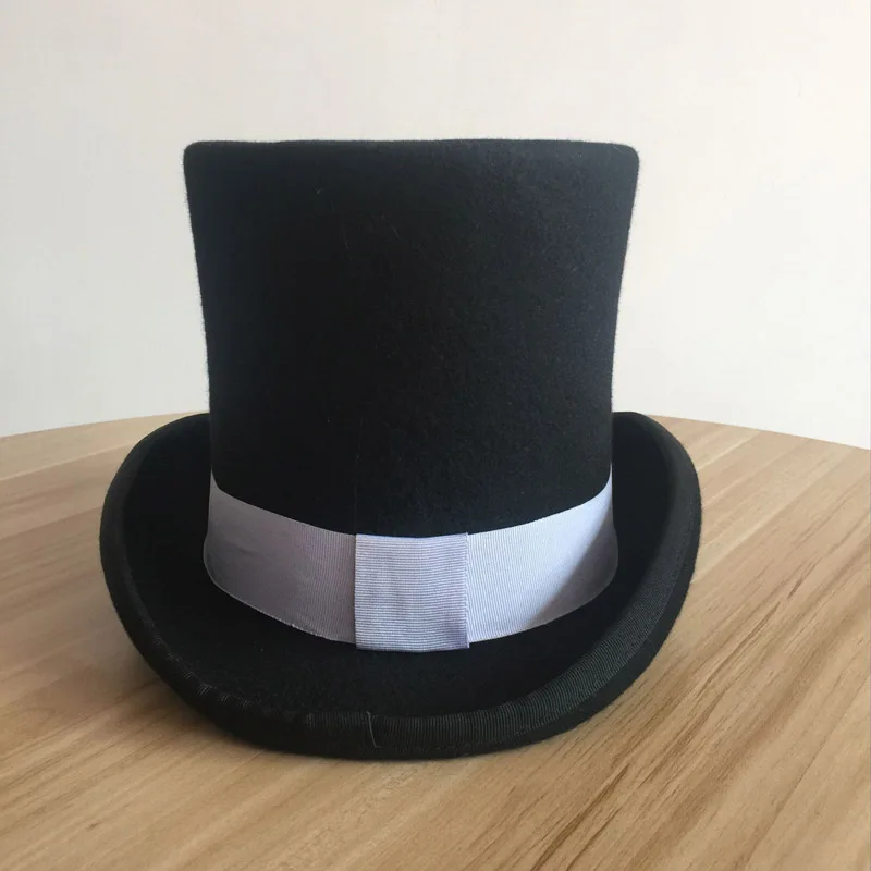 4,5 дюймов и 7 дюймов шерстяная фетровая шляпа с серым корсажем/викторианская стимпанк шляпа/шляпа-цилиндр/Печная труба шляпа/Топпер