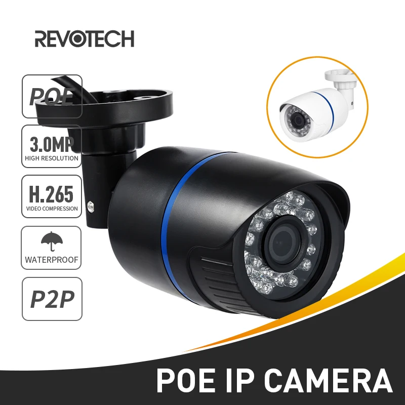 

H.265 POE Waterproof 3MP Bullet IP Camera 1296P / 1080P 24 LED Outdoor Security Camera ONVIF Night Vision P2P IP CCTV Cam
