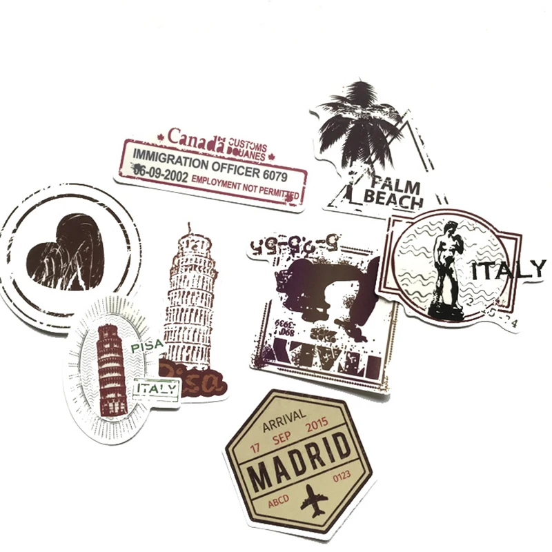 60 шт./упак. креативная почтовая марка стильные наклейки популярного Города Парижа нью-йоркского Лондона Рима для багажа чемодана автомобиля Наклейка