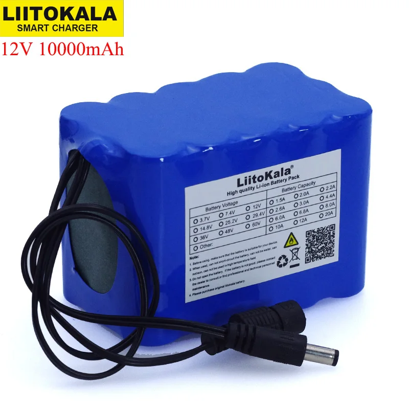 Liitokala 12V 10Ah 18650 li lon аккумулятор 12 6 V 10000mAh с BMS плата защиты цепи DC 5 5*2 1mm резервного
