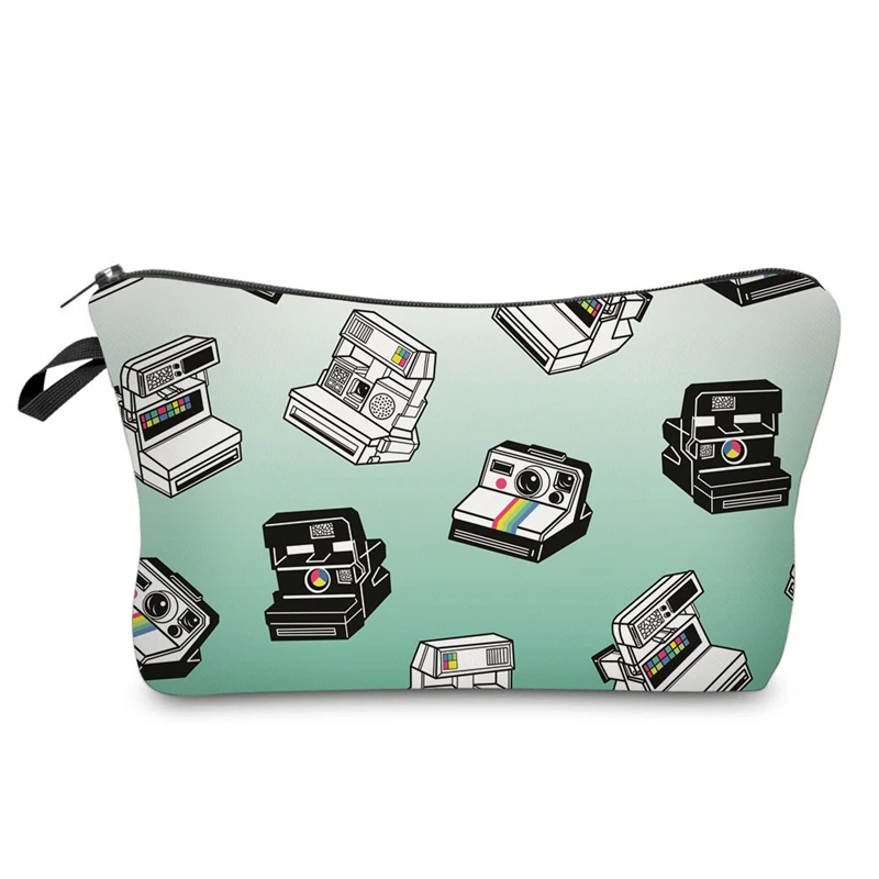 

Fashion Camera Printed Cosmetic Bags Make Up Bag For Brush Travel Toiletry Organizer Bag Women Storage Pouch Jewelry Bags BB143