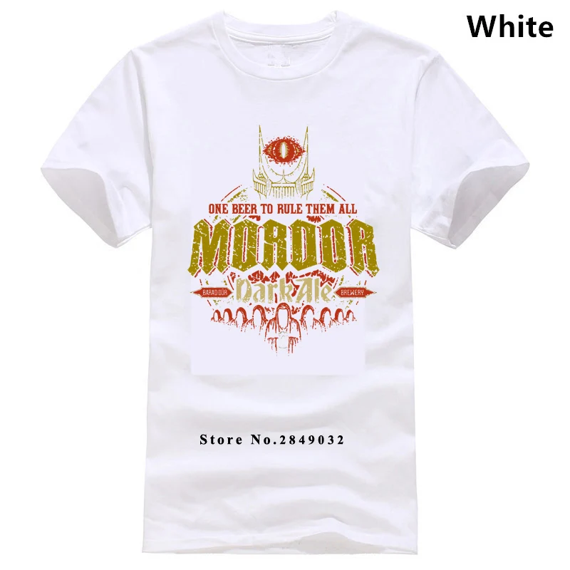 Футболка с кольцами «Властелин», Мордор, темный эль, пародия, хлопковые мужские футболки для взрослых и детей, классические футболки, базовые модели - Цвет: Белый