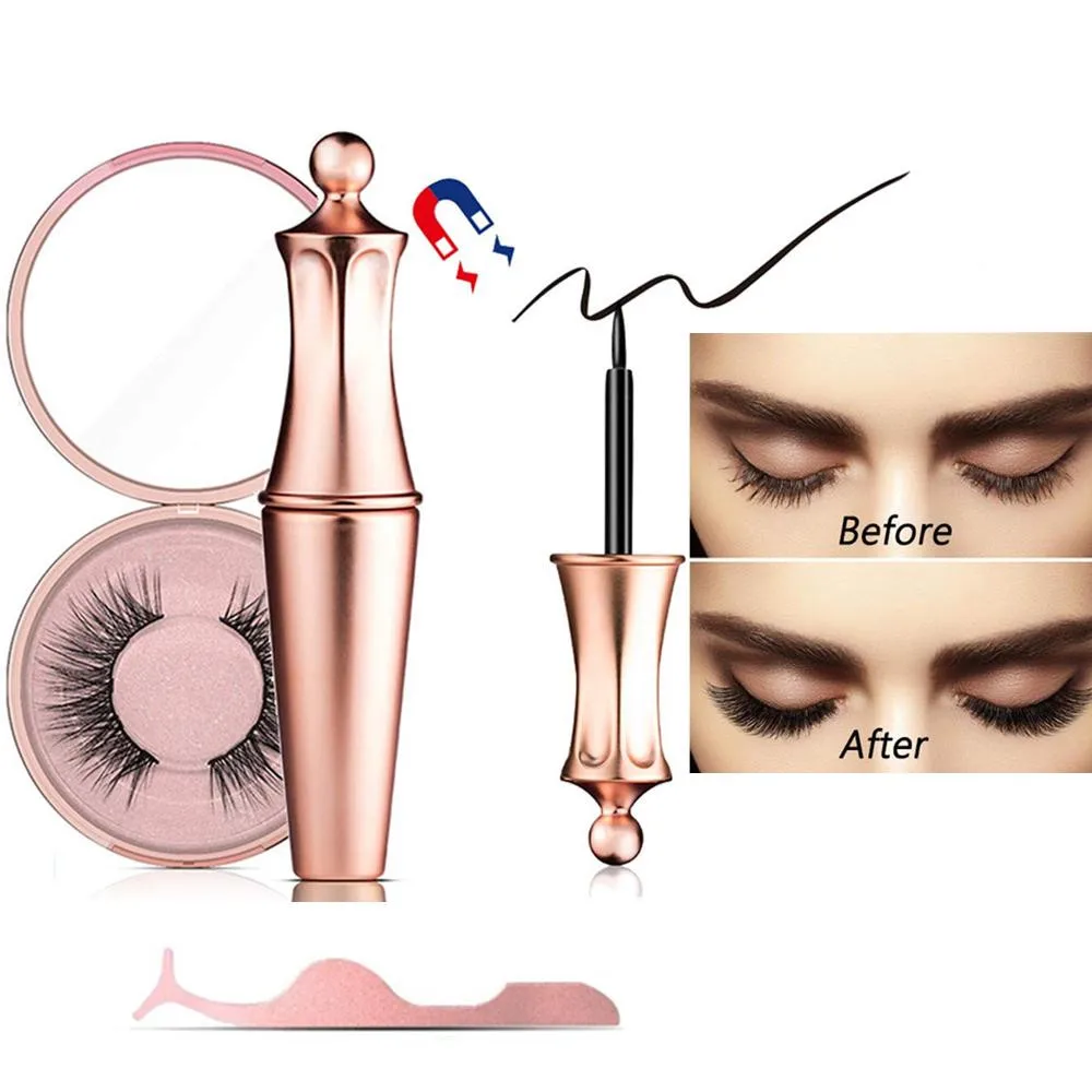 Подарок, новинка, горячая Магнитная подводка для глаз, Набор накладных ресниц, водостойкая, Стойкая подводка для глаз, магнитный Пинцет для ресниц, набор в подарок
