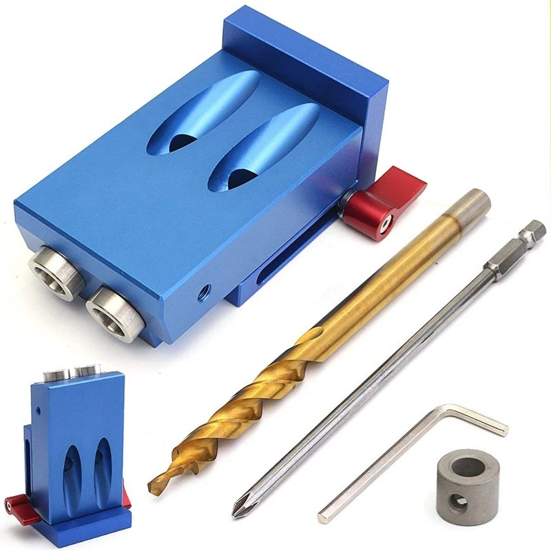 

Kreg Style Pocket Hole Jig Kit 9.5mm Drill Bit For Wood Working & Joinery Oblique hole Puncher Wood Work Tool Set With Box