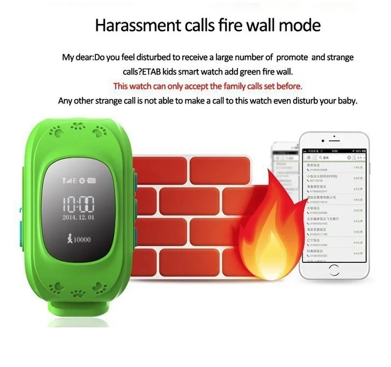 Spy GSM Smart Phone Watch Children Kid Wristwatch Q50 GPS Locator Tracker Bracelet Child Anti-Lost Smartwatch For Apple Android