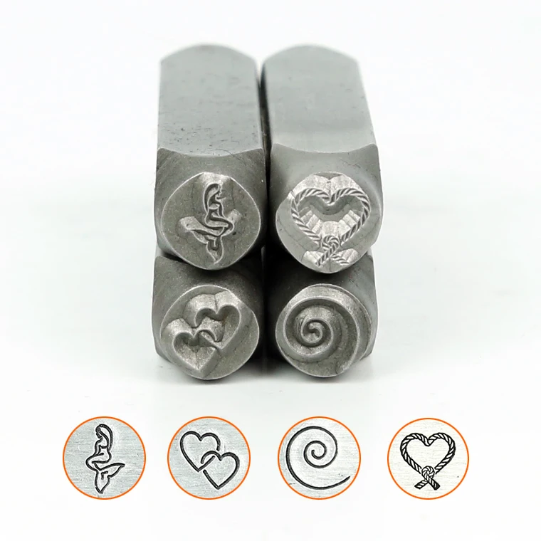

Knotted Heart/Mermaid/Interlocking Hearts/Swirl Design Metal Jewelry stamps,DIY Bracelet/jewelry symbols steel stamp,8-9.5MM
