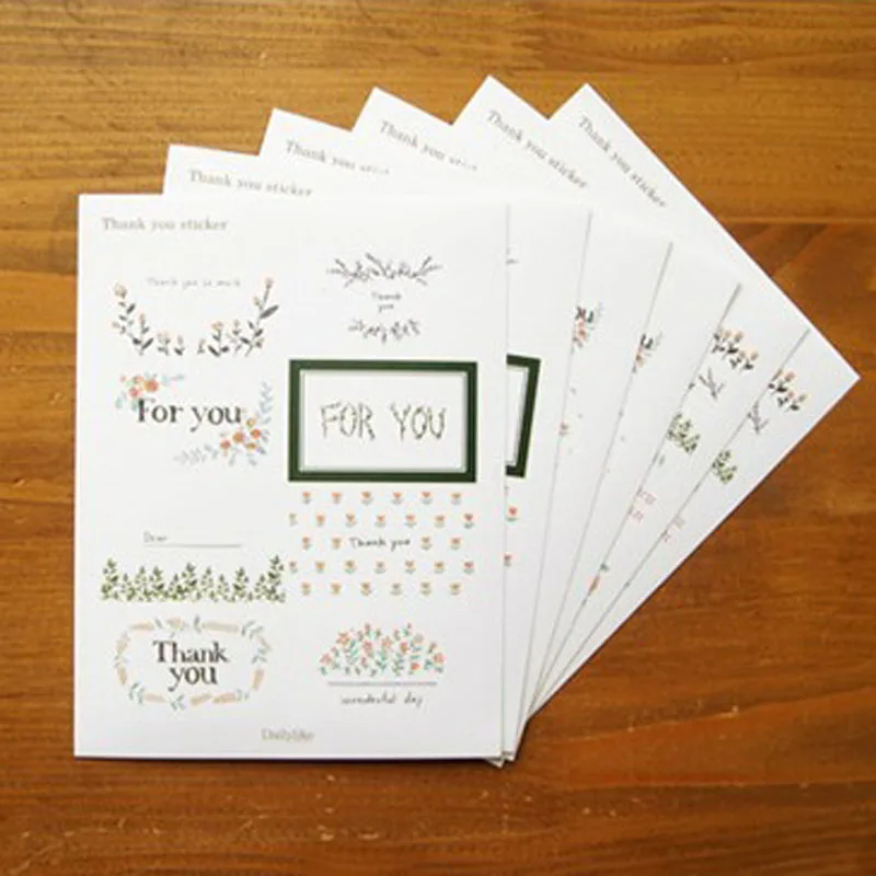 

6sheets Thank You Sticker For You Sticker Seal Sticker Scrapbooking Notebook Party Favor Paper Sticker Gift Bag Candy Box Decor