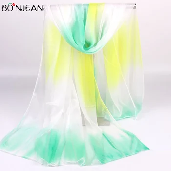 

BONJEAN Rainbow Hair Scarf Long Scarf Shawl Spring and Summer Beach Towel 2019 Fashion Bandana Women Luxury Brand Head Scarf