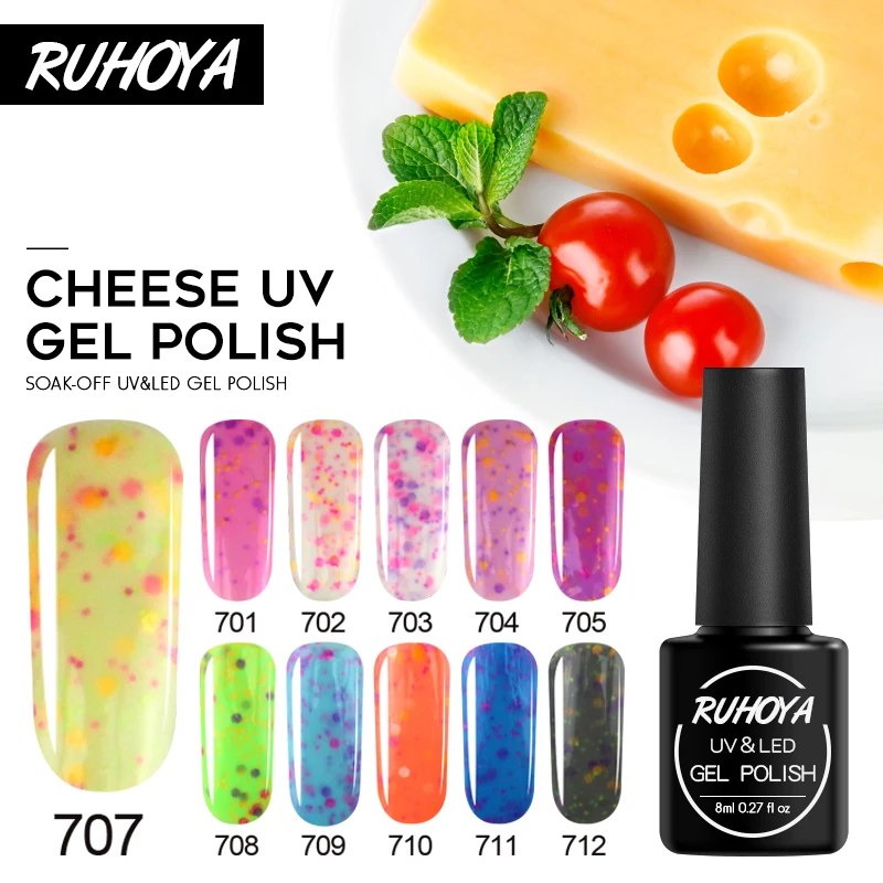 

Ruhoya Cheese Gel Nail Polish Color Gel Varnish Semi Permanent Uv Nail Gel Polish Soak Off Long Lasting Nail Primer Lacquer