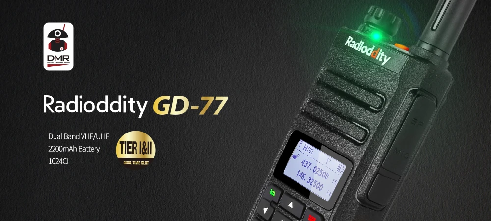 2 шт. Radioddity GD-77 Dual Band Dual Time slot DMR цифровой аналоговый двухстороннее радио 136-174 400-470 МГц Любительская иди и болтай Walkie Talkie с кабелем