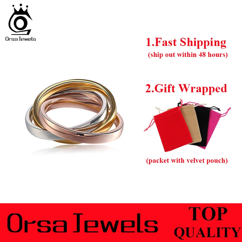 ORSA JEWELS Stylish Color Mixed Ring Set for Women Rose Gold Color 316L Stainless Steel Rings Trendy Party Jewelry GTR24