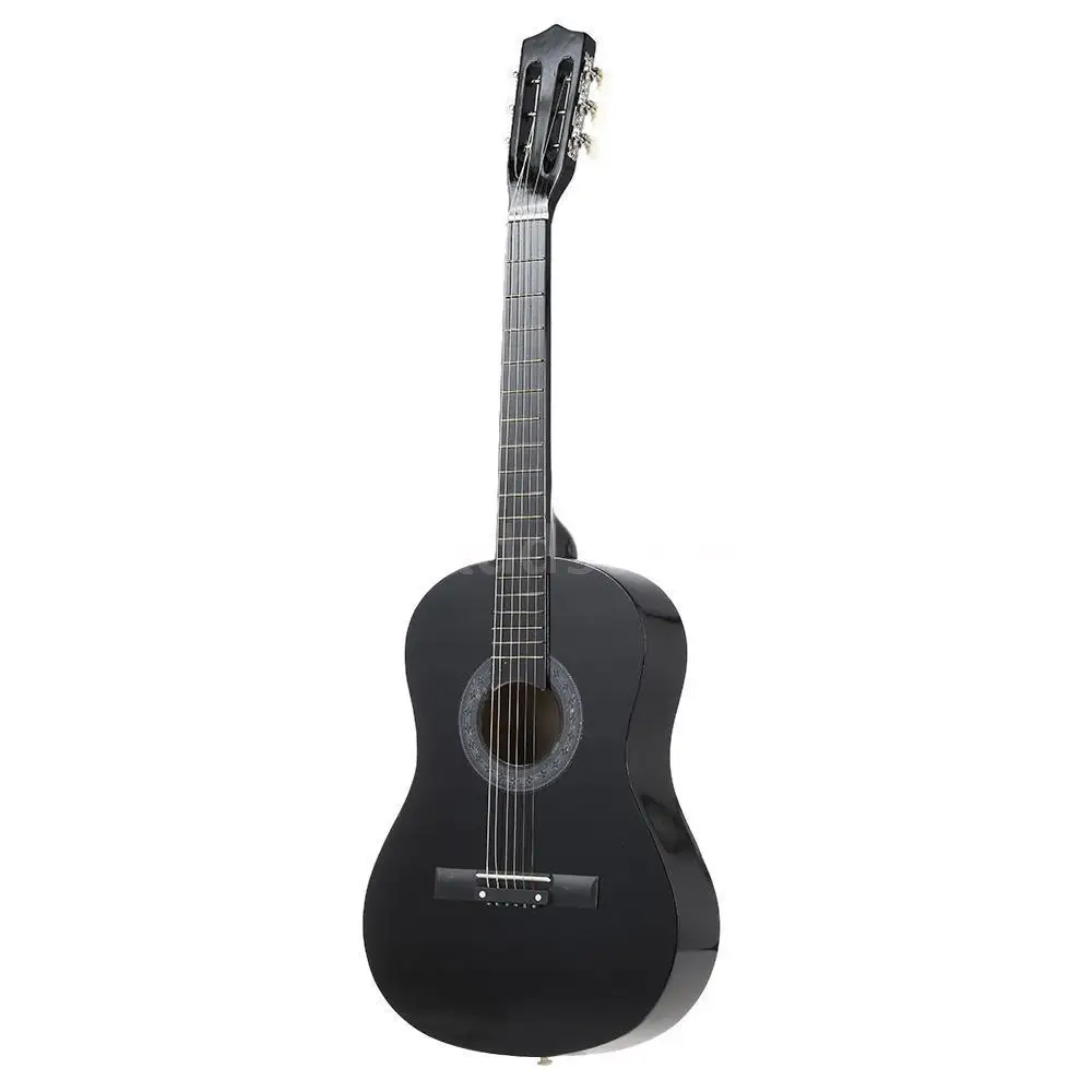 

38" 6-String Acoustic Round Guitar Lightweight for Beginners Kids Color:Black