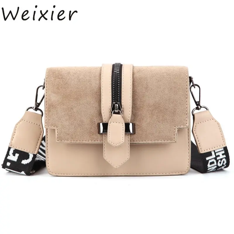 

WEIXIER new mini bag women fashion ins ultra fire retro wide shoulder strap messenger bag with simple style Crossbody Bags V2-04