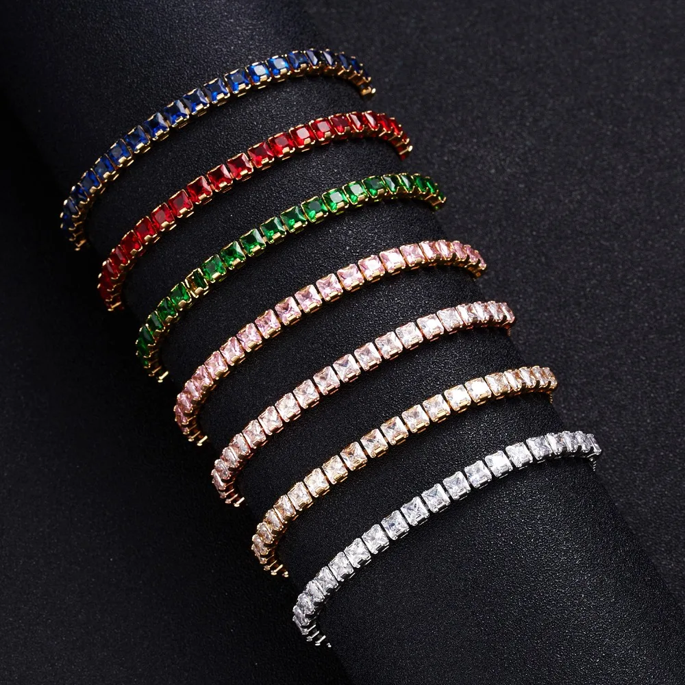 Rinhoo простой 4 мм браслет винтажный CZ камень тонкий женский теннисный браслет женский трендовый регулируемый браслет ювелирные изделия на цепочке подарки для девочек