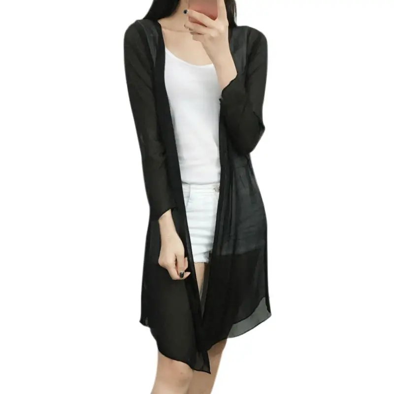 

Vetement Femme 2018 Autumn Summer Chiffon Blouse Cardigan Sun Protection Clothing Long Blouse Beach Female Fashion Tops