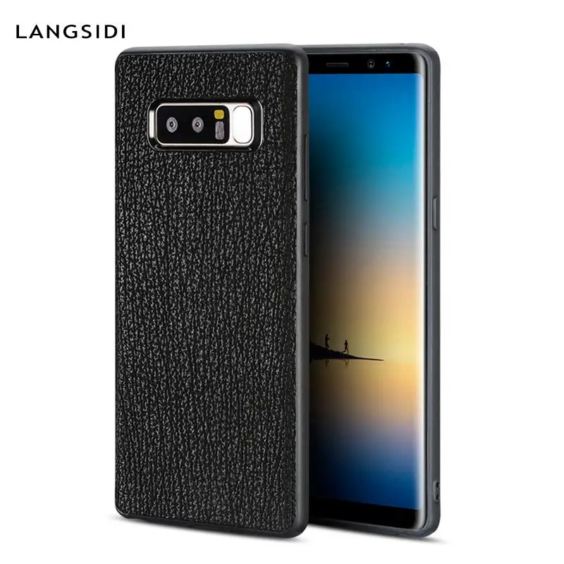

LANGSIDI All inclusive Anti-fall phone case for Samsung Galaxy S8 S8plus S9 S9plus Note 8 Shark skin Genuine Leather protective