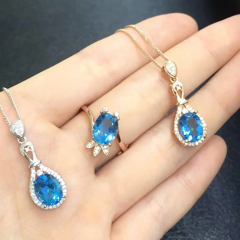 

2017 Qi Xuan_Blue Stone Simple Elegant Pendant Necklace_Real Blue Stone Necklace_Quality Guaranteed_Manufacturer Directly Sale