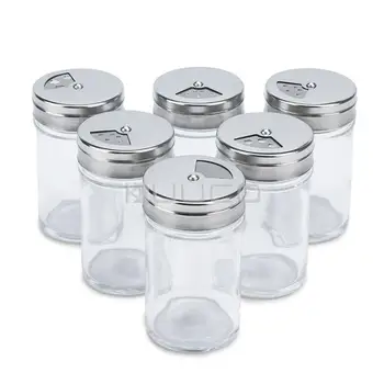 

6 PCS/LOT Storage jars/Glass bottle/Spice Bottles/Glass Container for salt/sugar/pepper/condiment/Grains/tea/coffee bean etc