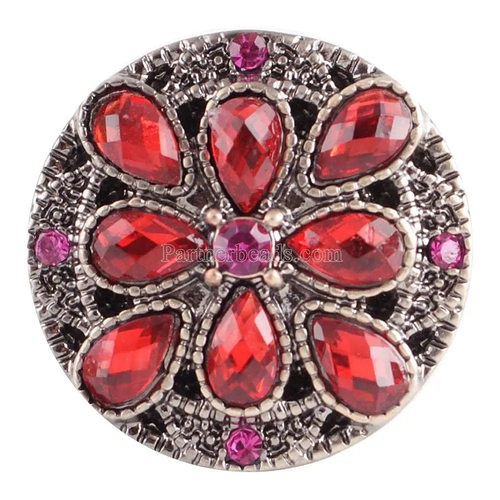 5pcs/lot Partnerbeads Red Colors Exotic 18mm Snap Button Jewelry Fit Snap Bracelet Snaps Jewelry For Women Bracelet