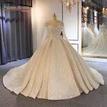 Vestidos de novia Сверкающее бисерное кружевное свадебное платье