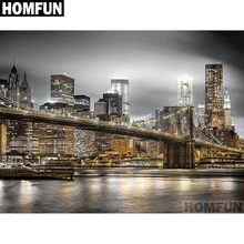 HOMFUN полная квадратная/круглая дрель 5D DIY Алмазная картина "мост город ночь" вышивка крестиком 5D домашний Декор подарок A01532