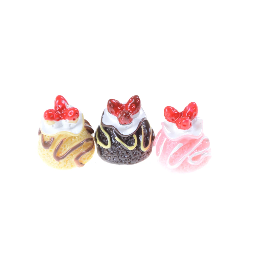 5pcs Dessert 3D Resin Cream Cakes Miniature food Dollhouse Accessories BS