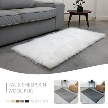 

Home Wool Carpet Fluffy Rugs Rectangle Multicolored Bedroom Decoration Sofa Luxurious Floor Living Room Mat Chair 120X60cm