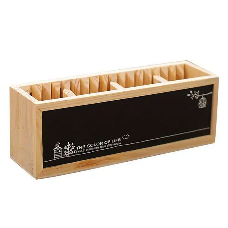 

Wooden Pencil Holder,Wooden Desk Organizer With Double Boards