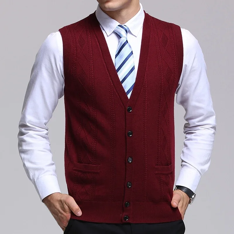 Buy Men Winter Autumn Spring Business Sweaters Sleeveless Cardigans Sweater
