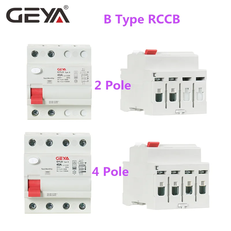 b tipo Rccb 30ma tipo b Frete Grátis Geya Residual Corrente Disjuntor dc Elcb 2p 63 Amp Rcd 10ka 3 Cheap Disjuntores