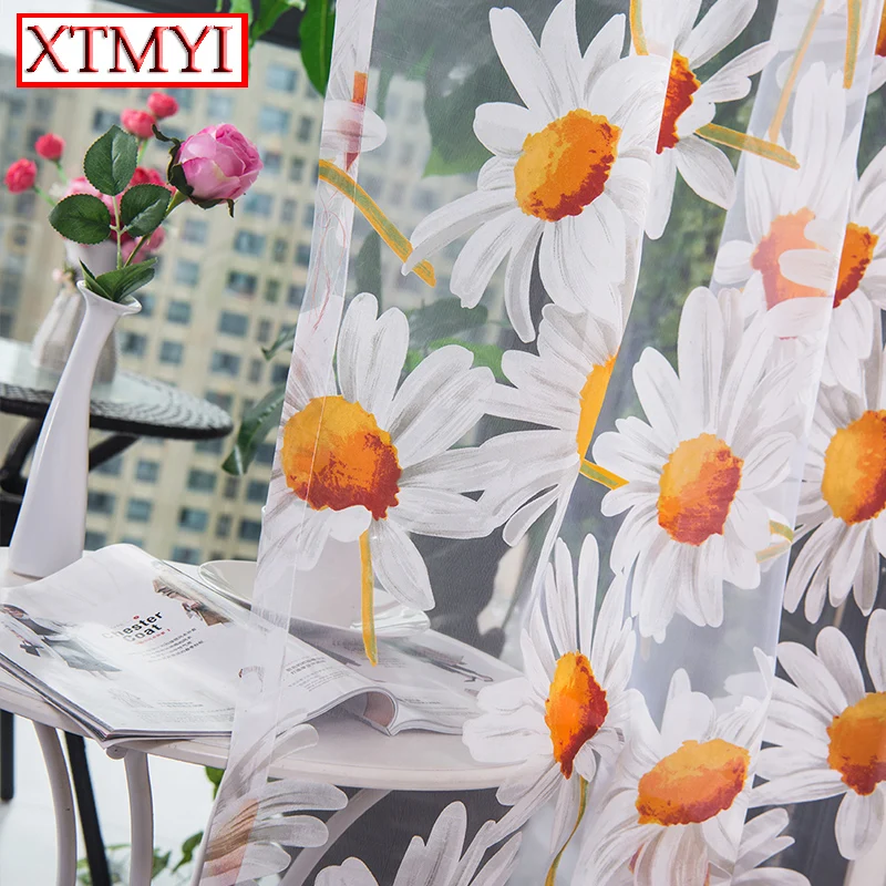 Cortinas de tul modernas para sala de estar dormitorio cocina cortinas amarillo floral ventana tratamiento cortina Panel Cortinas de tul modernas para sala de estar dormitorio cocina cortinas amarillo floral ventana tratamiento cortina Panel