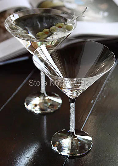 Image Stemware cocktail glass with moving crystal stem in pair,goblet   champagne glass  wedlock wedding gift  goblet