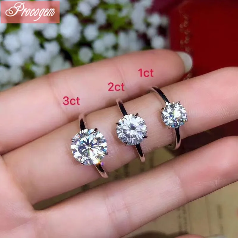 Moissanite Rings Super whit 1ct 2ct 3ct VVS Hearts and arrows Women