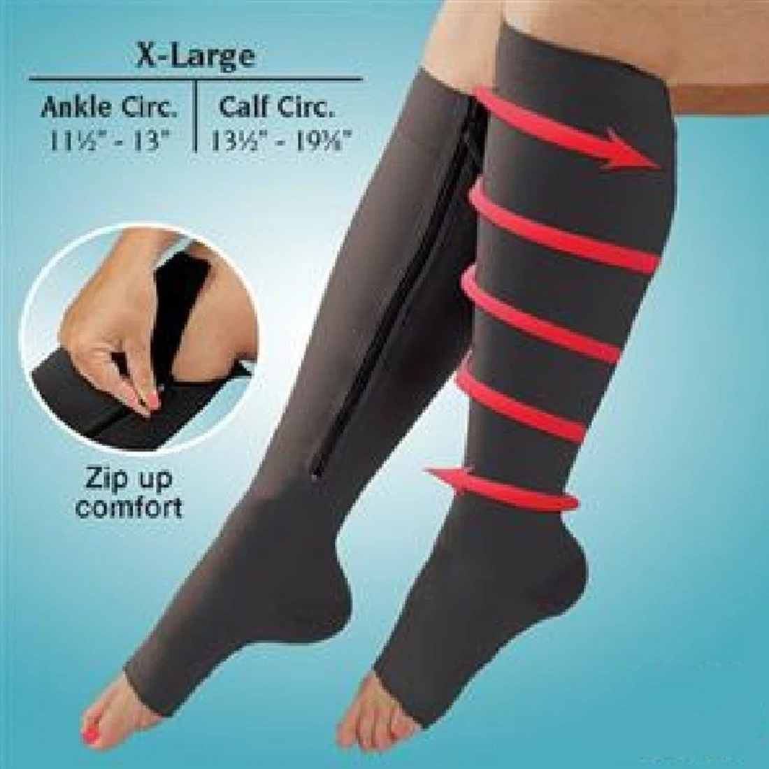 Женская обувь на застежке-молнии сжатия Носки для девочек Zip Leg Поддержка гетры Тонкий Спящая Красота теплые ноги Shaper открытый носок S/L