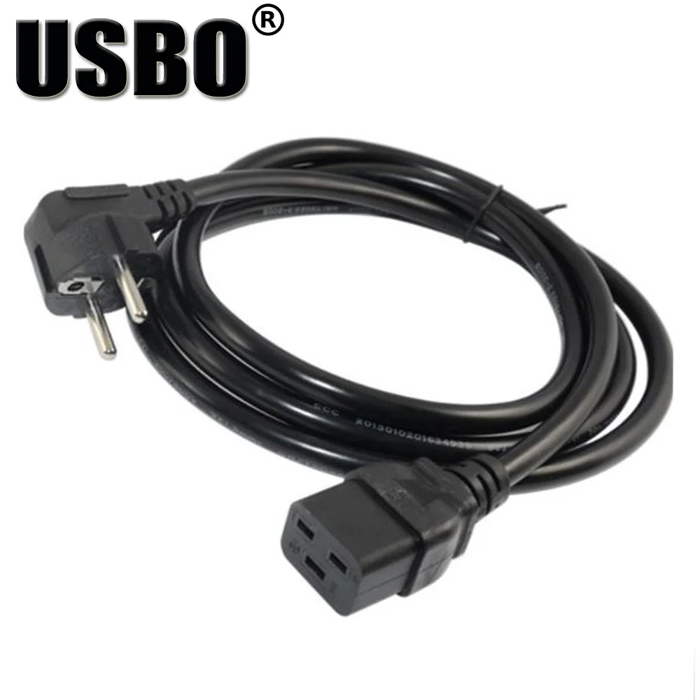 European Standard Black 1.8M C19 to EU 2 pins plug extension power