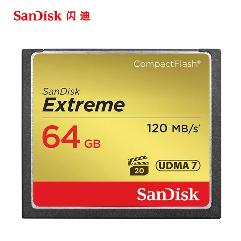 Дешевый Карта памяти SanDisk CF карты 32 Гб 64 128 256 до 120 МБ с. с. узнать скорость DSLR и HD видеокамера для компьютера