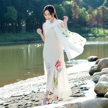 2016 Nuevas Mujeres Del Verano Vestido Sin Mangas Del O-cuello de La Flor Impresa Vestido de Las Mujeres Más El Tamaño del Estilo Chino de la Alta Calidad Vestido 940A 25