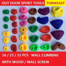 32/16 pcs/set, Plastic Rock children Climbing toy Wall Kit Rock Stones Kids Toys Sports Hold outdoor game Playground With screw thinkeasy 32 pcs plastic children indoor rock climbing stones screw toy wall kit kids toys sports hold outdoor game playground