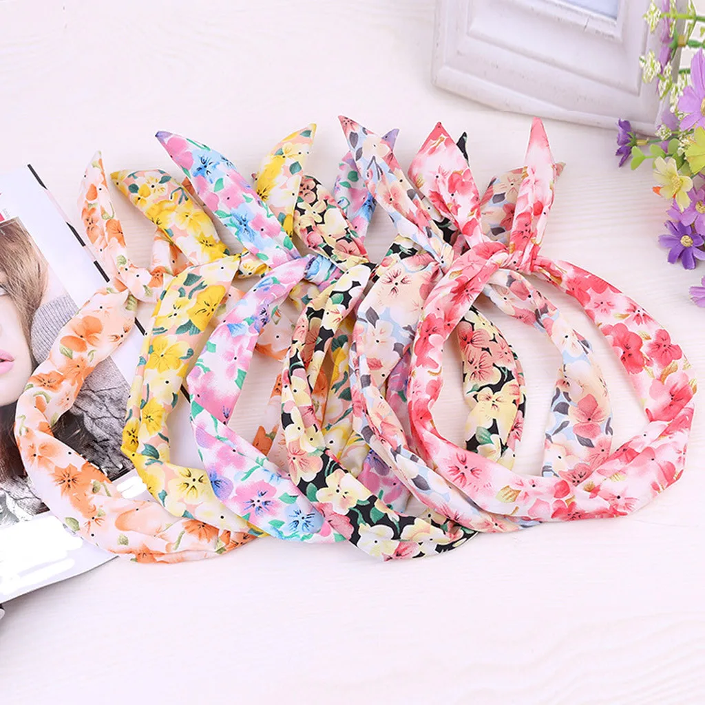 

2019 Hair accessories Hairband Paisley Rockabilly Wired Headband Polka Dot Tartan Retro Scarf Wire Hair Band 21 Sytles L0710
