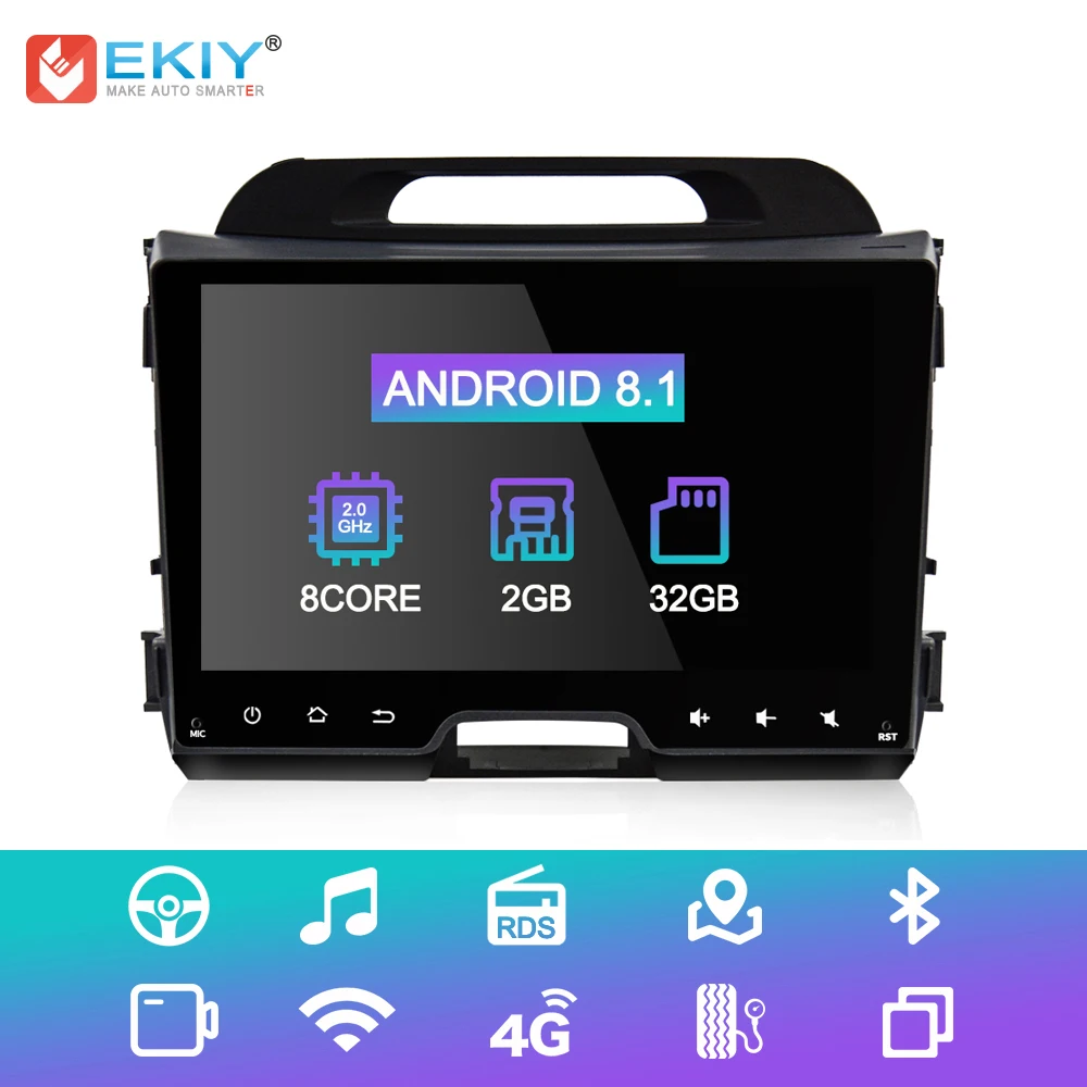 

EKIY 9'' IPS 8 Cores Android 8.1 2 Din Car Radio Video Multimedia Player For Kia Sportage GPS Navigation Car Stereo WIFI 2G 32G