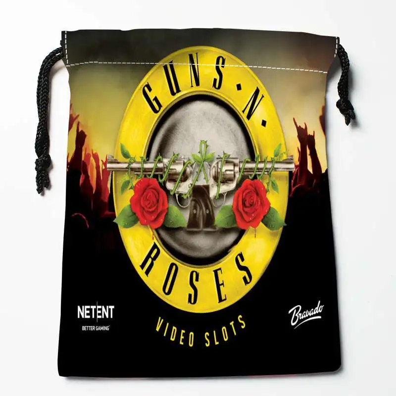 Новое поступление, сумки на шнурках с принтом «guns N' Roses», размеры 18X22 см, Мягкая атласная ткань, возможность хранения, сумка для хранения одежды, сумки для обуви - Цвет: 4