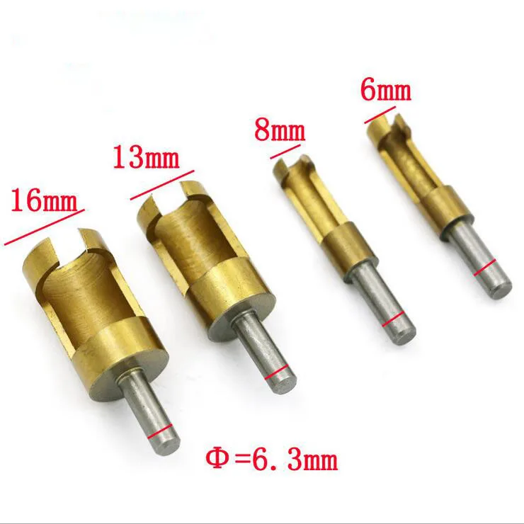 4Pcs Round Cork Drill Plug Cutter Drill Bored Hole Wood Tenon Drill