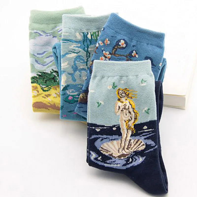 COCOTEKK 2018 Новая мода дизайн абстрактная картина маслом забавные ретро искусство носки Новинка Harajuku чесаные Хлопковые женские носки