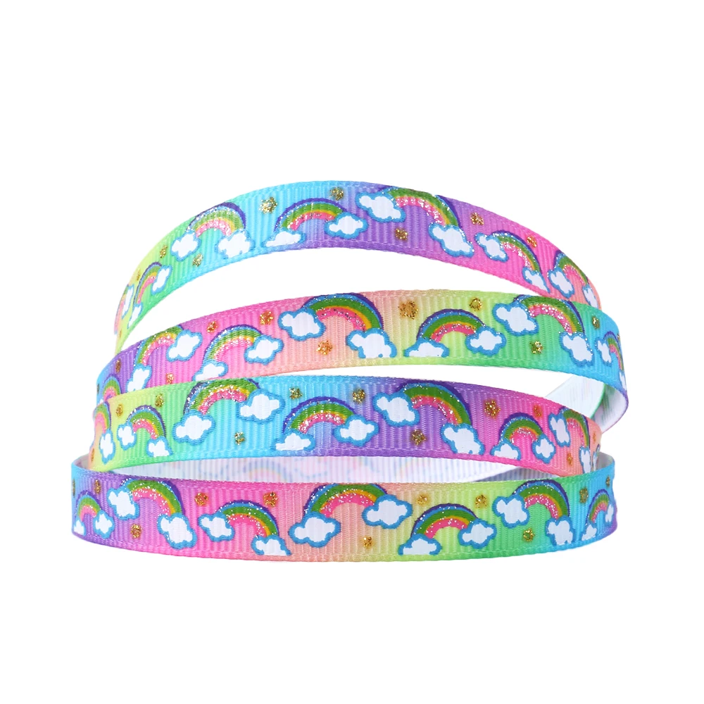 

David accessories 3/8" 9mm Rainbow Halloween Pumpkin Gold Foil Glitter GROSGRAIN Ribbon 50yards,DIY Handmade Materials,50Yc4663