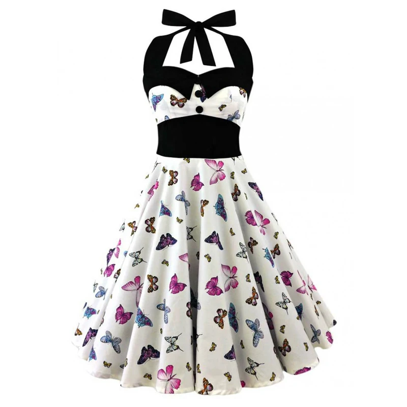 OTEN мода 5XL летнее винтажное платье в стиле ретро с черепом с розовым цветочным принтом в стиле пин-ап расклешенное платье больших размеров;печать черепа 1950s женские платья Платье
