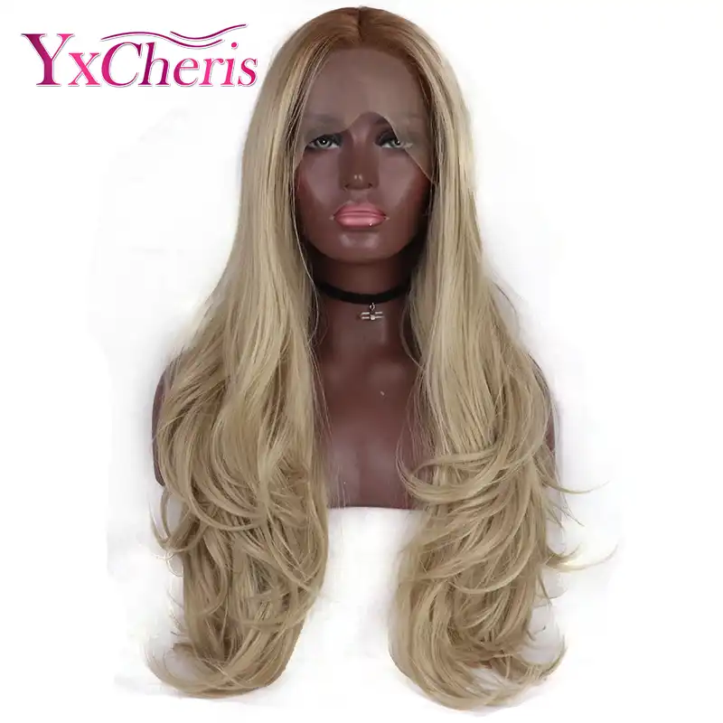 Ash Blonde Wig Gold Lace Front Wig Ombre Platinum Blonde Wig