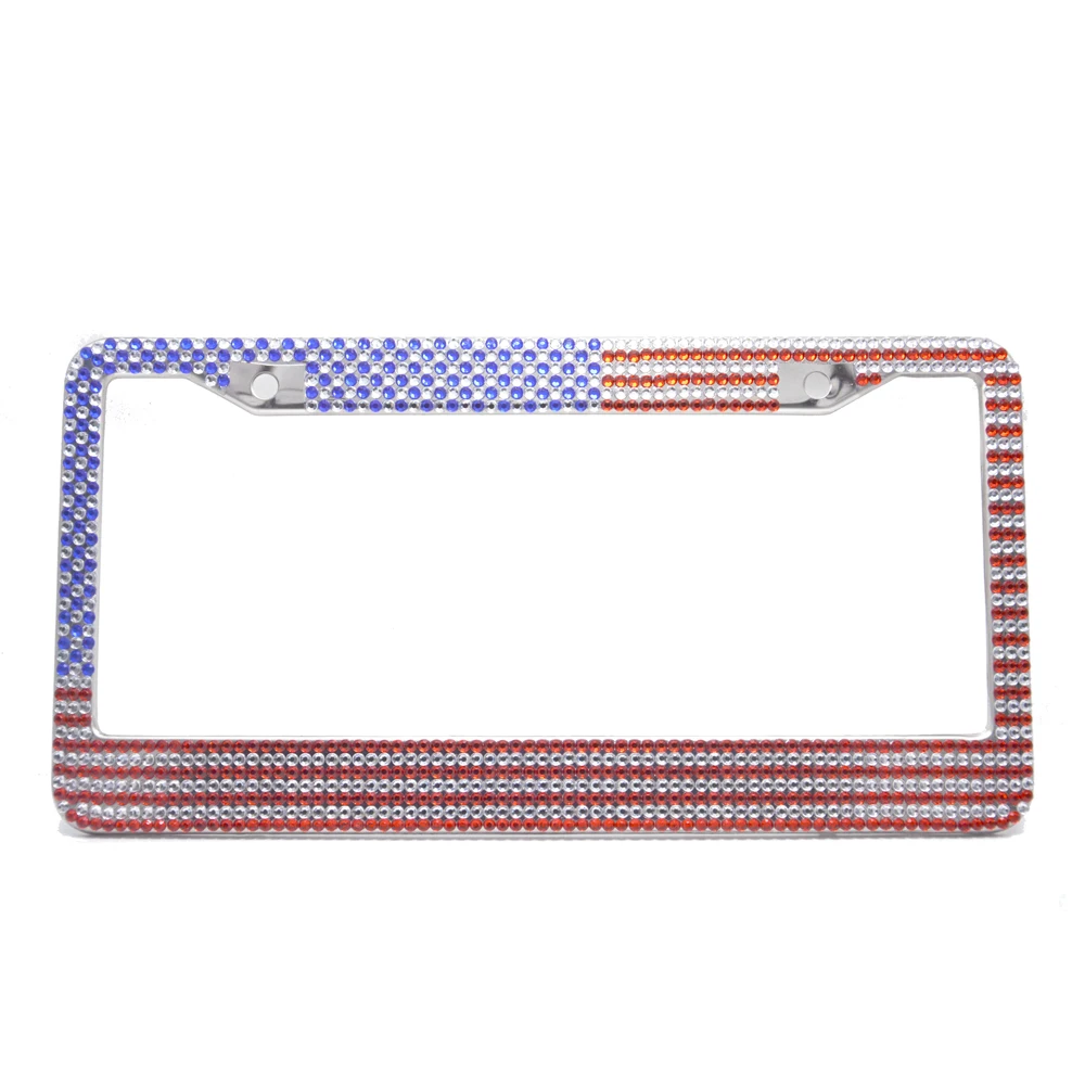 USA Flag Bling License Plate Frame Holder20170630_0207