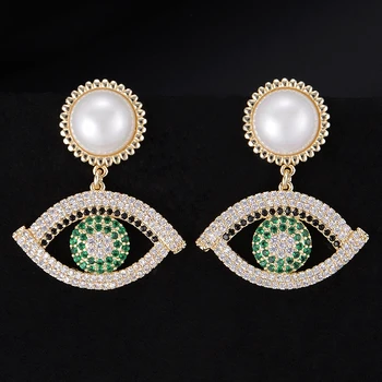 

SISCATHY Fashion Pearl Pierced Eyes Earrings For Women Wedding Bridal Jewelry Drop Dangle Earrings Gift to Wift Girlfriend