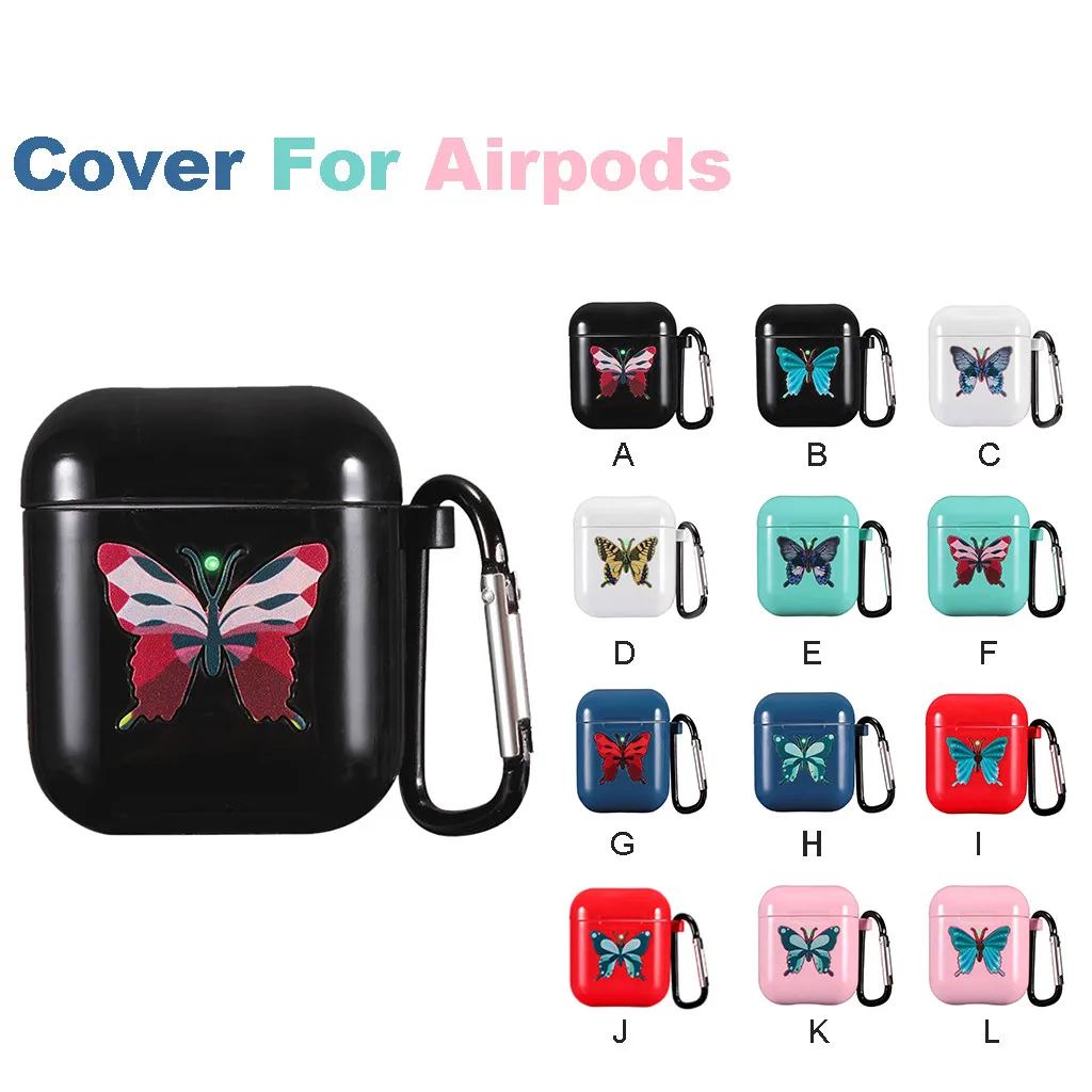

12 Color Butterfly Sleeves Cute Fashion TPU Anti-lost Protective Cover Skin Case for Apple2 with Ear Hook N