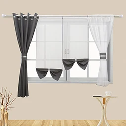 Летающий тюль, занавески, синяя Современная отвесная ткань, домашний текстиль, белые занавески для кухонной двери, короткие занавески, окно для гостиной, 4 шт - Цвет: gray and white